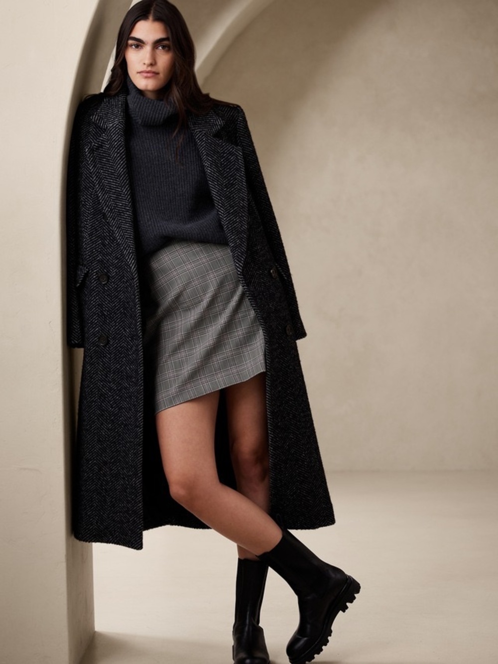 Banana Republic Gray Plaid Mini Skirt